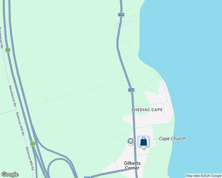 map of restaurants, bars, coffee shops, grocery stores, and more near 109 Old Mill Road in Shediac Bridge