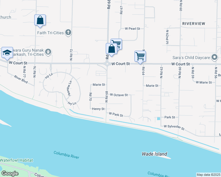 map of restaurants, bars, coffee shops, grocery stores, and more near 1205 North Road 68 in Pasco