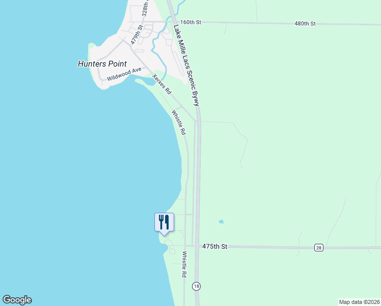 map of restaurants, bars, coffee shops, grocery stores, and more near 47625 Whistle Road in Isle