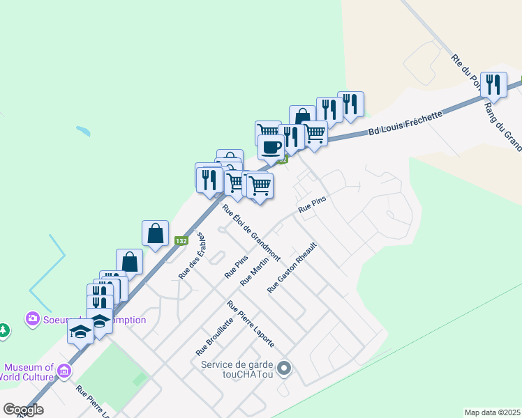 map of restaurants, bars, coffee shops, grocery stores, and more near 2000 Boulevard Louis Fréchette in Nicolet