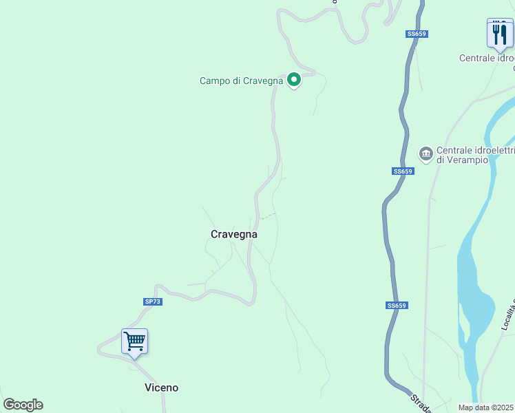 map of restaurants, bars, coffee shops, grocery stores, and more near 185 Frazione Cravegna in Cravegna