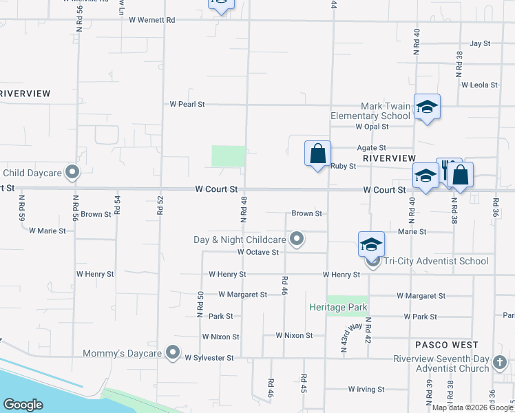 map of restaurants, bars, coffee shops, grocery stores, and more near 4620 W Brown St in Pasco