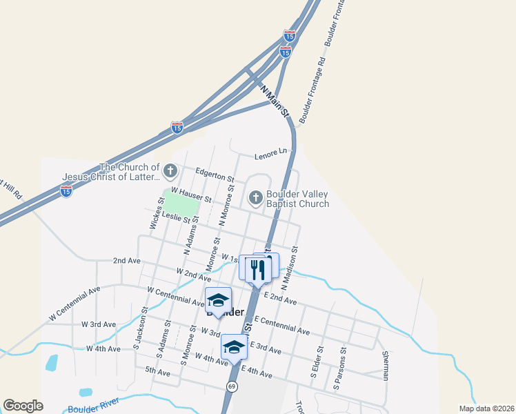 map of restaurants, bars, coffee shops, grocery stores, and more near 406 South Washington Street in Boulder
