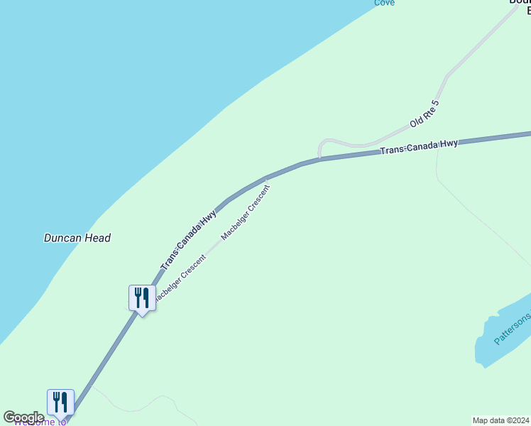 map of restaurants, bars, coffee shops, grocery stores, and more near 150 Macbelger Crescent in Boularderie East