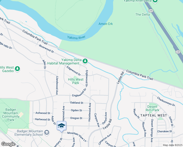 map of restaurants, bars, coffee shops, grocery stores, and more near 88-94 Edgewood Drive in Richland
