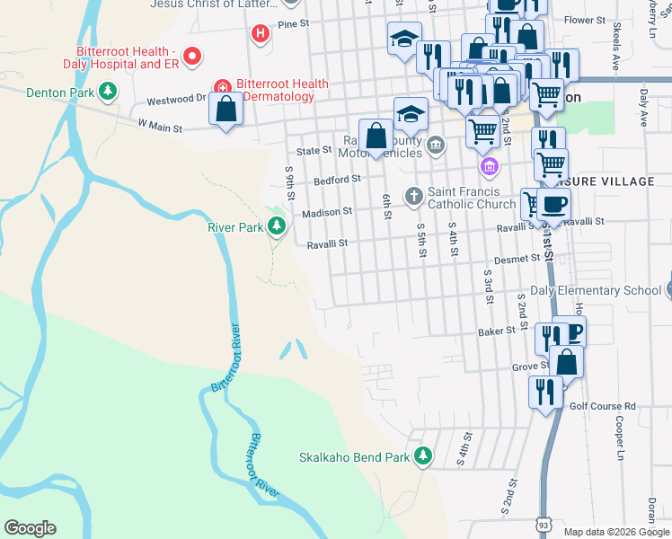 map of restaurants, bars, coffee shops, grocery stores, and more near 518 South 8th Street in Hamilton