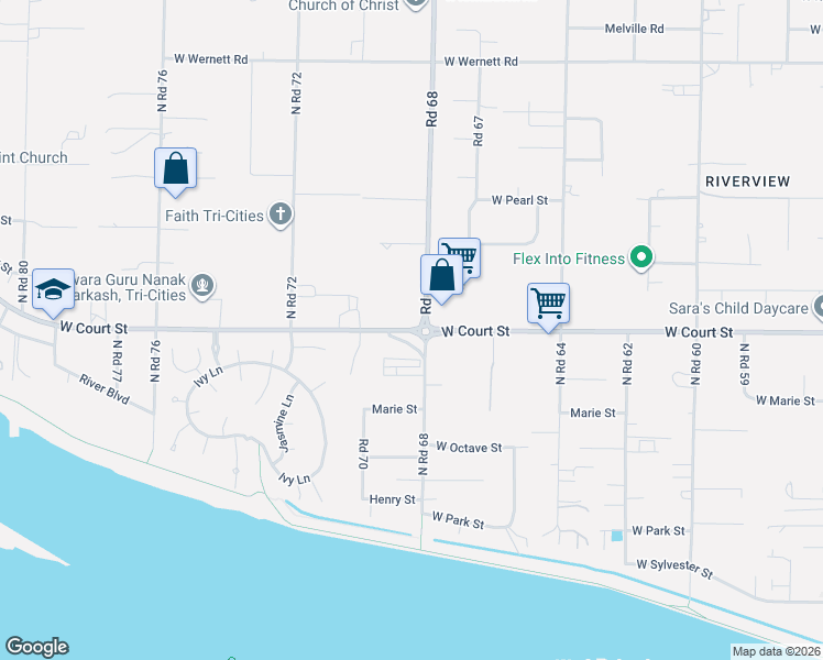 map of restaurants, bars, coffee shops, grocery stores, and more near 7011-7031 West Court Street in Pasco
