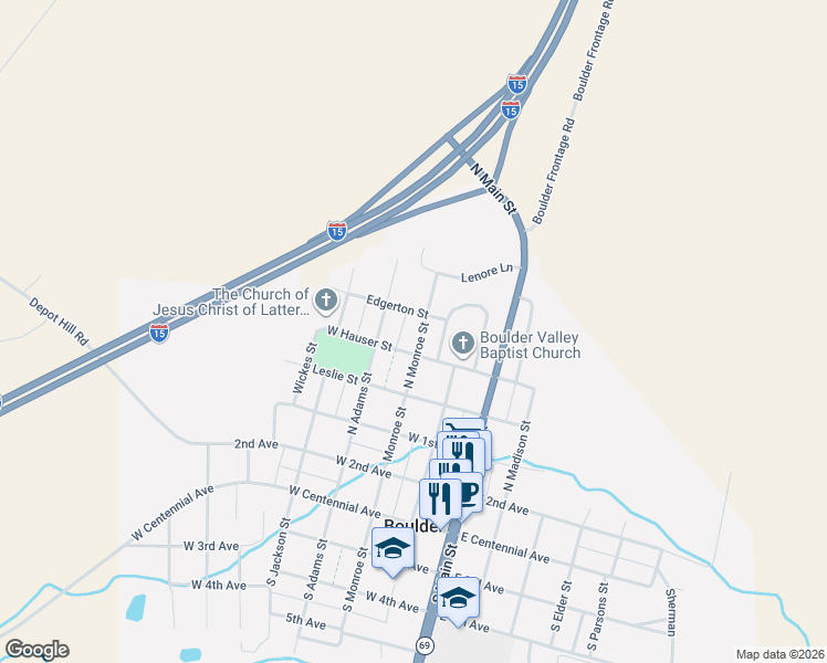 map of restaurants, bars, coffee shops, grocery stores, and more near 503 North Monroe Street in Boulder