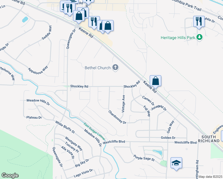 map of restaurants, bars, coffee shops, grocery stores, and more near 1798 Sauvignon Court in Richland