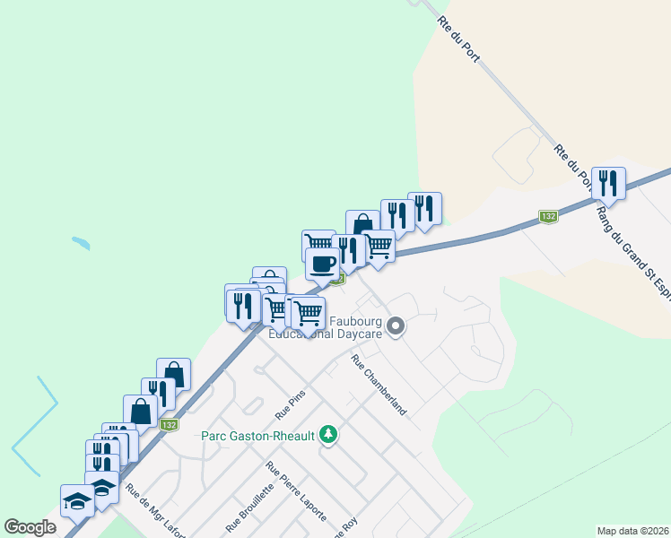 map of restaurants, bars, coffee shops, grocery stores, and more near 2395 Boulevard Louis Fréchette in Nicolet