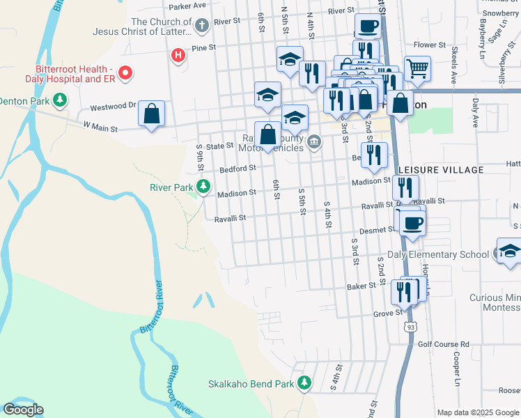 map of restaurants, bars, coffee shops, grocery stores, and more near 5101 South 7th Street in Hamilton