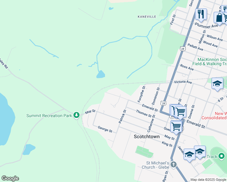 map of restaurants, bars, coffee shops, grocery stores, and more near 3731 Emerald Street in New Waterford