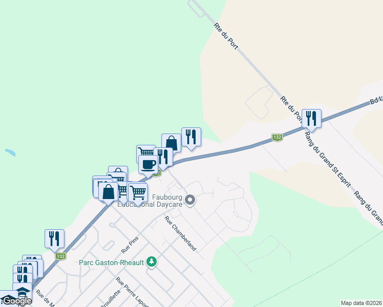 map of restaurants, bars, coffee shops, grocery stores, and more near 2617 Boulevard Louis Fréchette in Nicolet