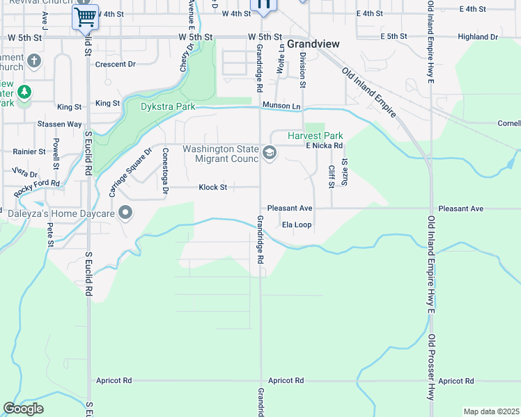 map of restaurants, bars, coffee shops, grocery stores, and more near 1074 Grandridge Road in Grandview