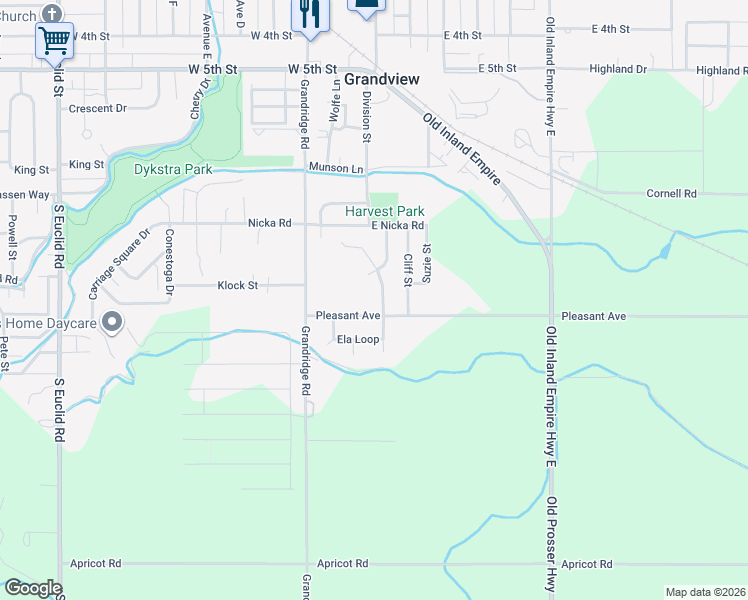 map of restaurants, bars, coffee shops, grocery stores, and more near 129 Pleasant Avenue in Grandview