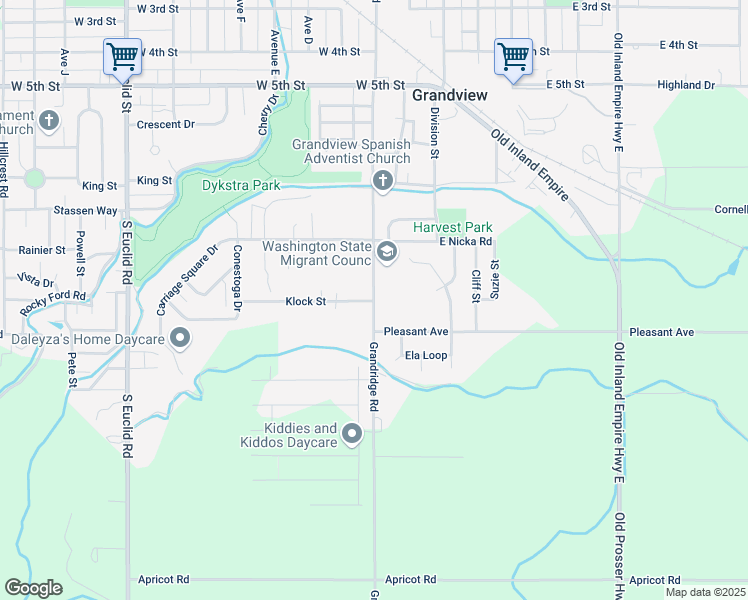 map of restaurants, bars, coffee shops, grocery stores, and more near 1005 Grandridge Road in Grandview