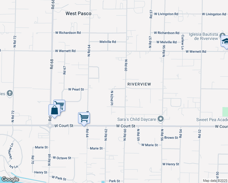 map of restaurants, bars, coffee shops, grocery stores, and more near 1820 North 62nd Place in Pasco