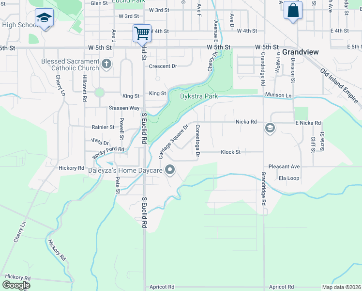 map of restaurants, bars, coffee shops, grocery stores, and more near 806 Coach Court in Grandview