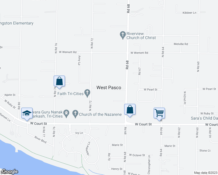 map of restaurants, bars, coffee shops, grocery stores, and more near in West Pasco