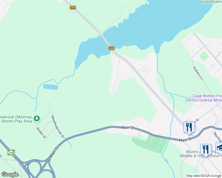 map of restaurants, bars, coffee shops, grocery stores, and more near 84 Bendix Street in Sydney Mines