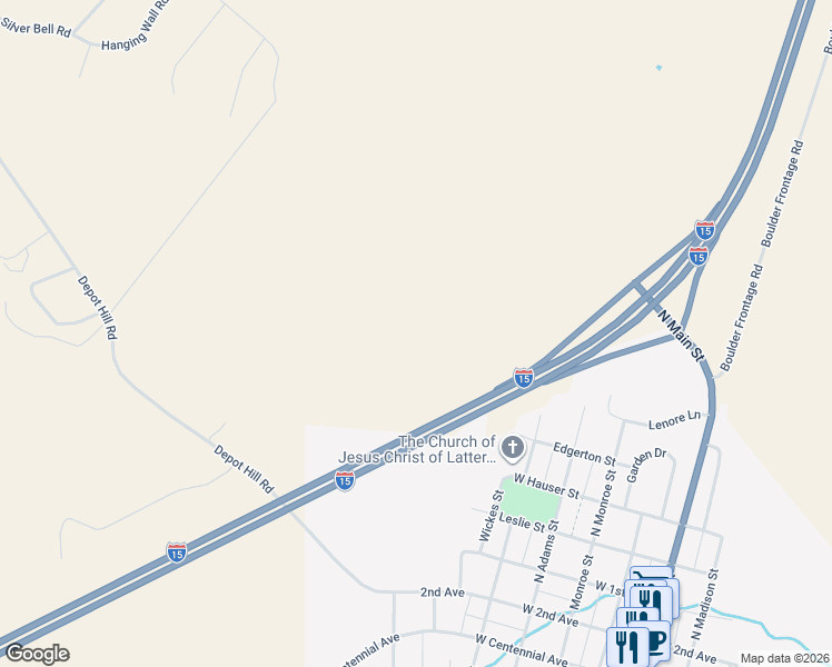 map of restaurants, bars, coffee shops, grocery stores, and more near Interstate 15 in Boulder