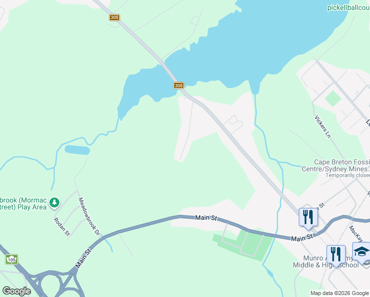 map of restaurants, bars, coffee shops, grocery stores, and more near 77 Bendix Street in Sydney Mines