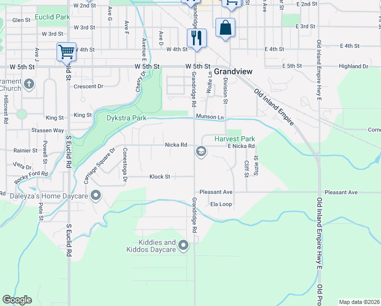 map of restaurants, bars, coffee shops, grocery stores, and more near 1000 Grandridge Road in Grandview