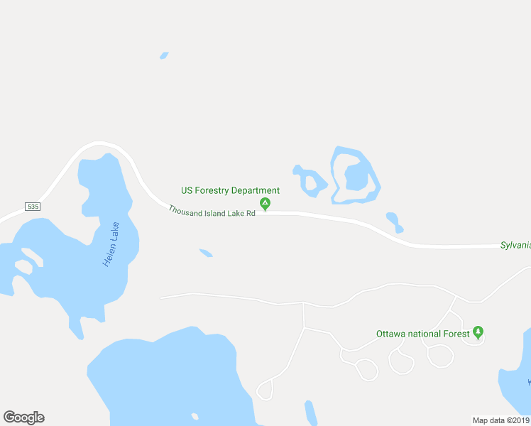 map of restaurants, bars, coffee shops, grocery stores, and more near Thousand Island Lake Road in Watersmeet
