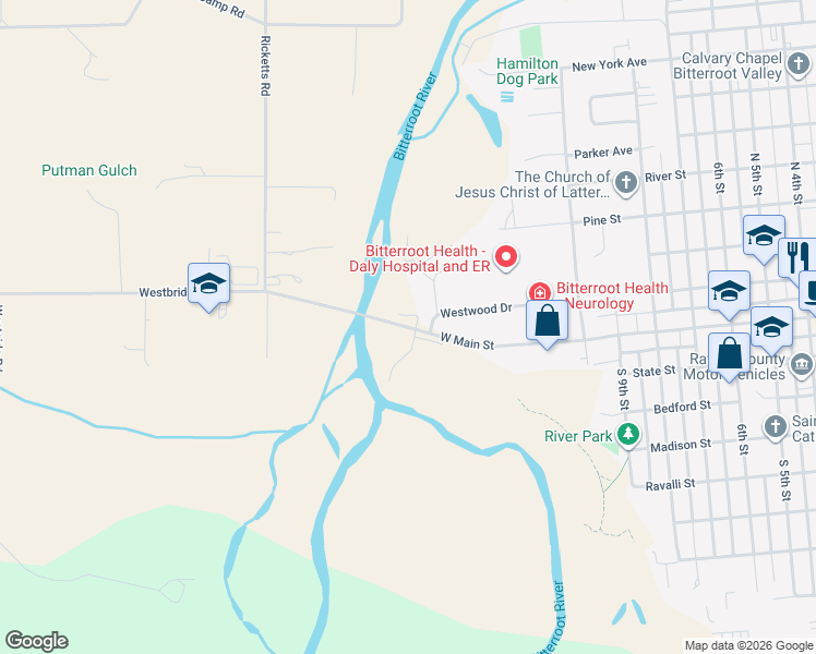 map of restaurants, bars, coffee shops, grocery stores, and more near 1340 Main Street in Hamilton