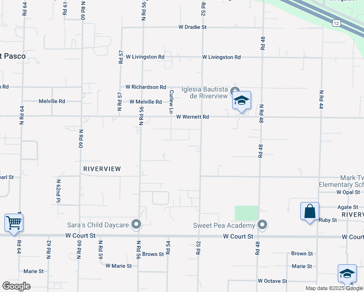 map of restaurants, bars, coffee shops, grocery stores, and more near 1900-2298 Road 52 in Pasco