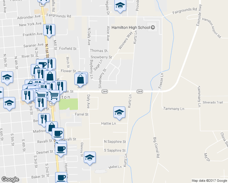 map of restaurants, bars, coffee shops, grocery stores, and more near 291 Marcus Street in Hamilton