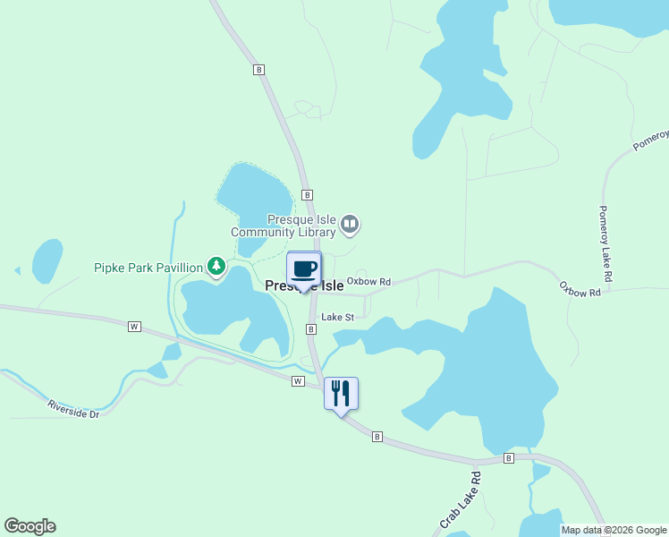 map of restaurants, bars, coffee shops, grocery stores, and more near School Loop Road in Vilas County
