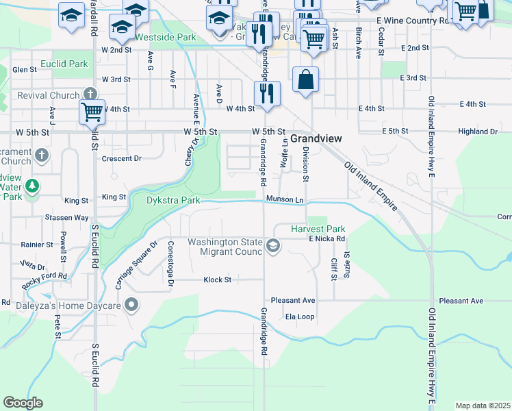 map of restaurants, bars, coffee shops, grocery stores, and more near 302 Munson Court in Grandview