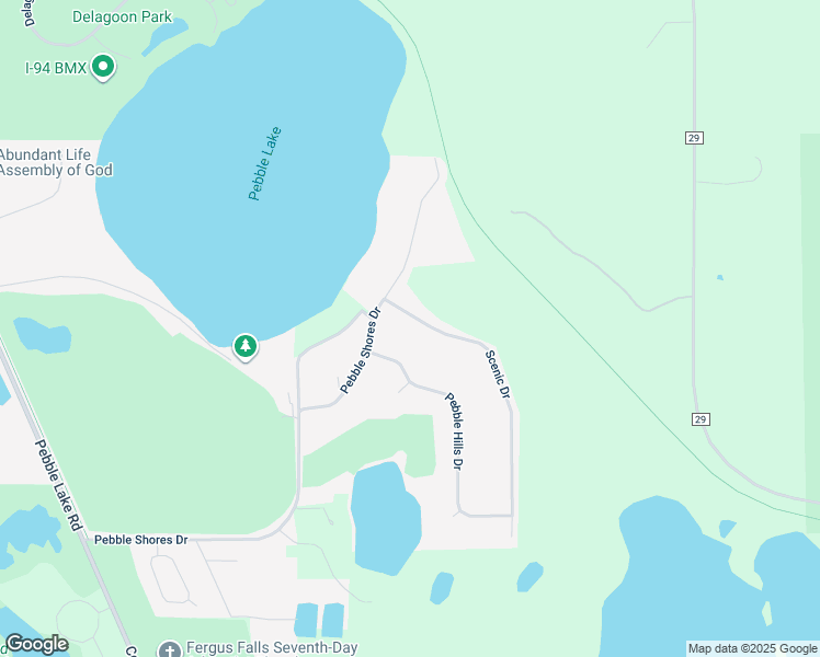 map of restaurants, bars, coffee shops, grocery stores, and more near 3466 Scenic Drive in Fergus Falls