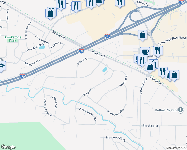 map of restaurants, bars, coffee shops, grocery stores, and more near 1134 Country Ridge Dr in Richland