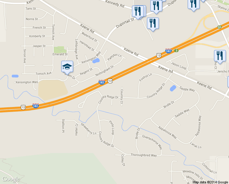 map of restaurants, bars, coffee shops, grocery stores, and more near 1217 Country Ridge Drive in Richland