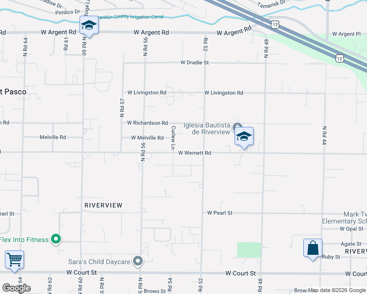 map of restaurants, bars, coffee shops, grocery stores, and more near 2317 N Road 54 in Pasco