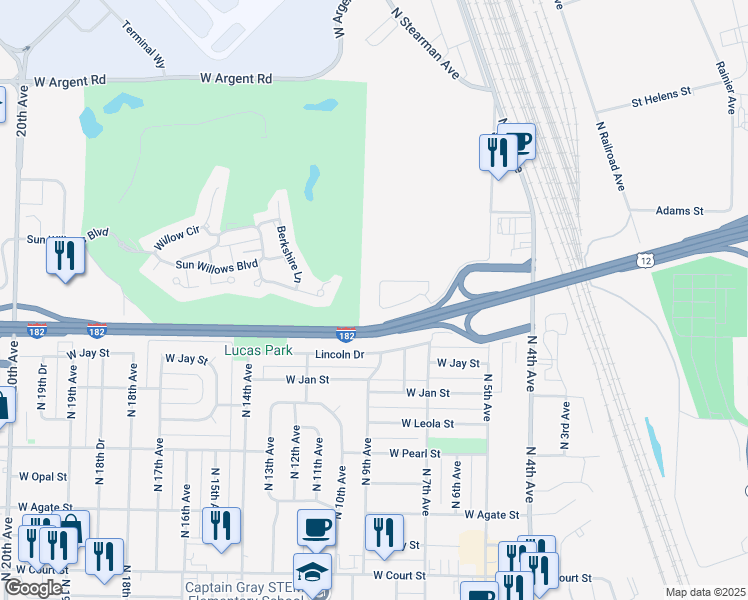 map of restaurants, bars, coffee shops, grocery stores, and more near 924 Empire Drive in Pasco