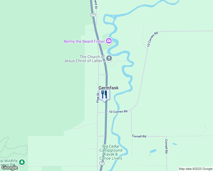 map of restaurants, bars, coffee shops, grocery stores, and more near in Germfask