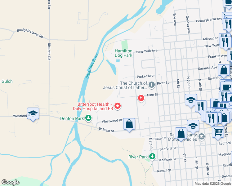 map of restaurants, bars, coffee shops, grocery stores, and more near 1180 Pine Street in Hamilton
