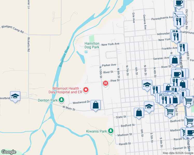 map of restaurants, bars, coffee shops, grocery stores, and more near 819 River Street in Hamilton