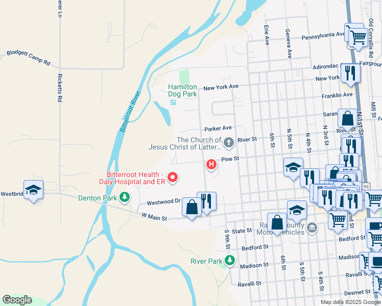 map of restaurants, bars, coffee shops, grocery stores, and more near 1110 A Pine Street in Hamilton