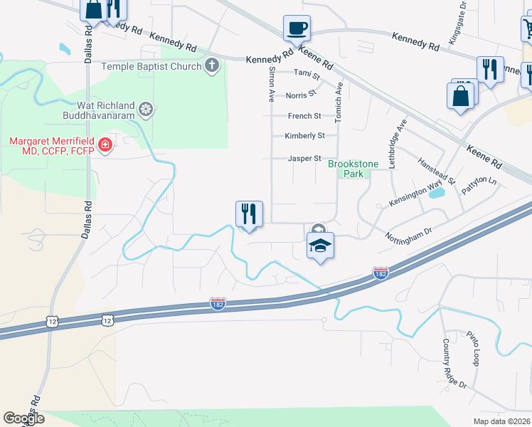 map of restaurants, bars, coffee shops, grocery stores, and more near 4391 Limestone Court in Richland