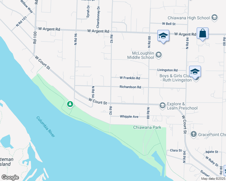 map of restaurants, bars, coffee shops, grocery stores, and more near 9120 Richardson Road in Pasco