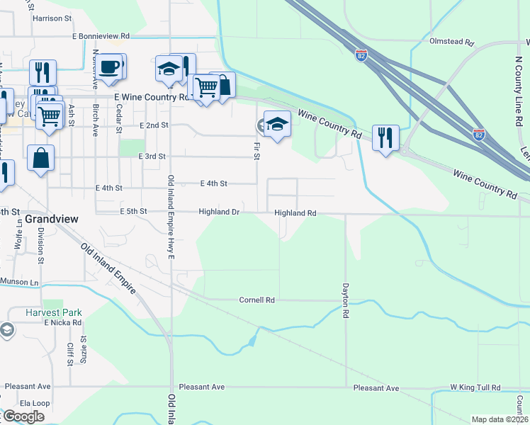 map of restaurants, bars, coffee shops, grocery stores, and more near 852 Highland Dr in Grandview