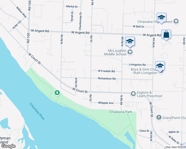 map of restaurants, bars, coffee shops, grocery stores, and more near 9120 Richardson Road in Pasco