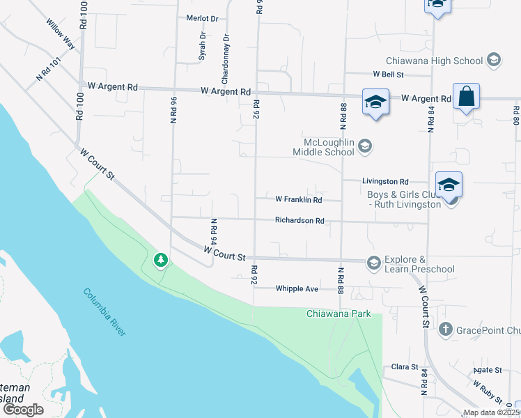 map of restaurants, bars, coffee shops, grocery stores, and more near 9120 Richardson Road in Pasco