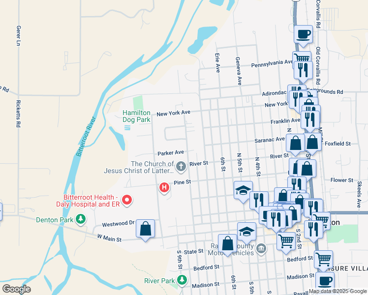 map of restaurants, bars, coffee shops, grocery stores, and more near 800 Parker Avenue in Hamilton