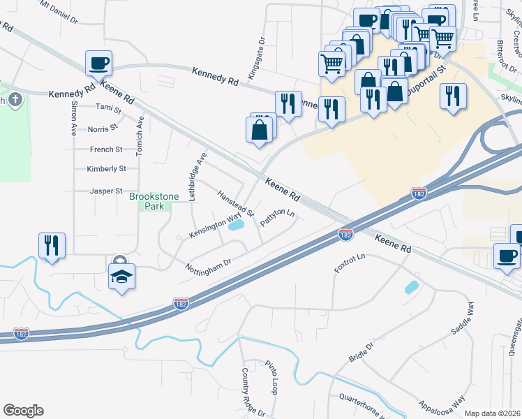 map of restaurants, bars, coffee shops, grocery stores, and more near 1033 Kambeth Court in Richland