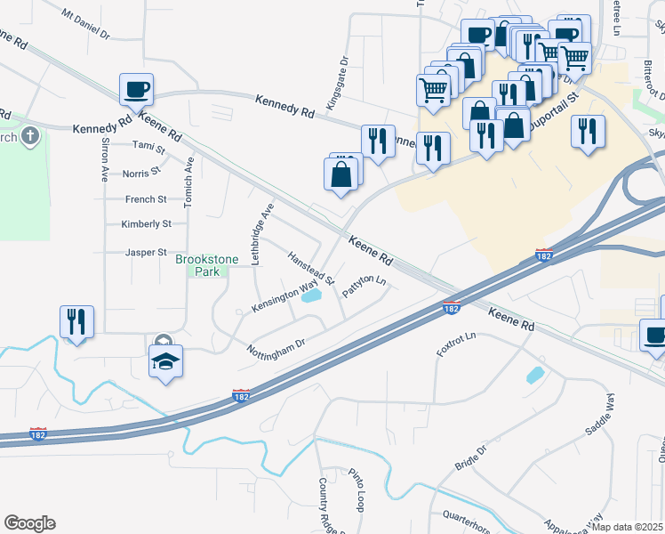 map of restaurants, bars, coffee shops, grocery stores, and more near 1033 Kambeth Court in Richland